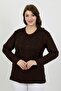 Women's Brown Viscose Floral Stone Embroidered Plus Size Combed Cotton Blouse for Middle Ages and Above - 2