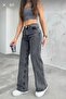 Arenn High Waist Anthracite Palazzo Jeans Lycra Dark Gray Denim