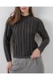 Women's Textured Stretch Knit Blouse 975 - Anthracite - 2