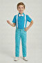 Boy's Turquoise Short Sleeve Shirt Turquoise Pants White Suspender Bow Tie Set April 23 October 29 - 3
