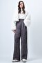 Anthracite Patterned Zipper Closure Double Pocket Palazzo Trousers Vs01510