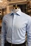 Men's Light Blue Slim Fit Classic Shirt - Long Sleeve, Pinstripe - 2