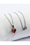 Handmade Red Murano Heart Evil Eye Beaded 316L Stainless Steel Necklace, Chain 60 Cm, Silver Color