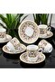 6-Person Tile Patterned Gold Gilded Turkish Coffee Cup Set |   Classic Porcelain Coffee Cup - 4