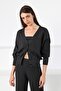 Anthracite Wide Leg Viscose Women's Knitwear Trousers - 5