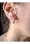 Minimalist Blue Detailed Steel Hoop Earrings - Water-Resistant Luxury Series Silver Appearance - 4