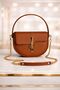 Women's Tan Hand and Shoulder Bag, Stylish Crossbody Bag with Gold Lock Detail