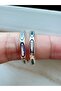 Minimalist Blue Detailed Steel Hoop Earrings - Water-Resistant Luxury Series Silver Appearance - 9