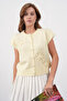 Women's Crew Neck Button Detail Knitted Patterned Knitwear Jacket 8602Sw - 4