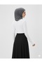 White Crew Neck Slim Fit Cotton Finger-Looped Blouse Oversized Hijab Body Hzlrbndüz50Tbody - 4