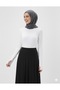 White Crew Neck Slim Fit Cotton Finger-Looped Blouse Oversized Hijab Body Hzlrbndüz50Tbody - 2