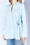 Brooch Detailed V-Neck Poplin Shirt - Blue |   Mks1610532-1 - 4