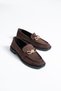 Perle Women's Gold Buckle Detail Loafer Shoes – Stylish, Comfortable, and Timeless Design