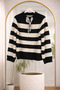 Women's Striped Sweater with Scarf and Pleated Leather Skirt Set - 6