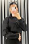 Half Zipper Long Sleeve Crop-Black Black - 2