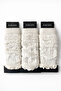 3-Piece White Women's Premium Knitted Patterned Aerobic Long Leggings Boot Socks