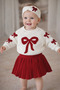 Baby Girl Bowknot Thessaloniki Sweater, Pleated Skirt and Headband 3-Piece Knitwear Set - 7