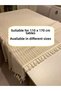 Striped Linen Fabric Tassel Tablecloth 160 X 220 Beige - 2