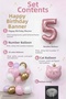 5 Year Old Cat Themed Birthday Balloon Set – Pink Gold Concept - 2