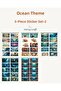 مجموعة ملصقات بتصميم بحري من 5 أوراق (12*17 سم) / لألبومات الصور، والدفاتر، والمخططات