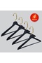 Wooden (Lama Gold Hook) Bar Hanger for Shirts and Trousers, Black Color, 4 Pieces