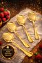 Set of 4 Gold Serving Spoons Stainless Steel Luxury Salad Dumpling Pastry Bakery Chicken Potato Serving Spoons