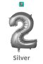 Silver Color 2 Number Foil Balloon 34 Inches (76 cm)