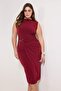 Bordo Bodycon Midi Aksesuar Detaylı Örme Büyük Beden Elbise TBBSS25AH00248 - 2