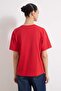 Kırmızı %100 Kalın Pamuklu Oversize/Geniş Kalıp Bisiklet Yaka Örme T-Shirt TWOSS23TS00040 - 4