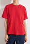 Kırmızı %100 Kalın Pamuklu Oversize/Geniş Kalıp Bisiklet Yaka Örme T-Shirt TWOSS23TS00040 - 3