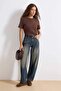 More Sustainable Koyu Mavi Normal Bel Loose Baggy %100 Pamuk Non-Stretch Jeans TWOAW25JE00140