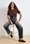 More Sustainable Koyu Mavi Normal Bel Loose Baggy %100 Pamuk Non-Stretch Jeans TWOAW25JE00140 - 2