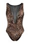 Leopar Desenli Mesh Detaylı Halter Yaka Kaplı Brazilian Mayo TBESS26MA00028 - 5