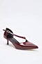 Bordo Rugan 4 cm  Kadın Klasik Topuklu Ayakkabı TAKSS26TO00023 - 4