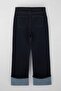 Koyu Mavi Yüksek Bel Duble Paça Comfort/Esnek İnce Kumaş Straight Fit Jeans TBBSS26CJ00009 - 7