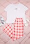 Pembe Çiçek Nakışlı Büyük Beden Pijama Takımı TBBSS26AI00014 - 2