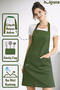 Kitchen Apron Stain Resistant Water Repellent Fabric Khaki Green Apron with Snap Fasteners and Neck Strap - 2