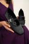 Women's Satin Ballerina Shoes with Stone Detail, Stylish Daily and Special Occasion Shoes, Orthopedic Lightweight - 2