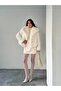 Women's Premium Fur Coat with Shoulder Detail - 3