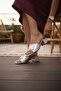 Women's Silver Heeled Slippers - 3