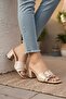 Women's Igor Beige Patent Leather Heeled Slippers - 3