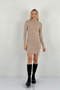 Stone Detailed Long Sleeve Women's Knitwear Dress - Cream - 6