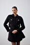 Tweed Jacket with Flap Collar Black