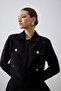 Tweed Jacket with Flap Collar Black - 4