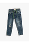 Cotton Tie Waist Destroyed Jeans - Skinny Leg - 2