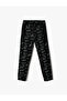 Boy's Black Patterned Sweatpants 3WKB40141TK