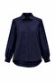 قميص بأكمام بالون باللون الأزرق الداكن - 2