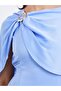 Women Blue Cape Sleeve Midi Dress - 4
