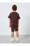 Boys Brown Textured Knit T-Shirt and Shorts Set - 5