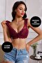 Women's Push up Front Fastened Padded Bonny Floral Patterned Stitch-Free Lace Bralet Bra Bra - 5